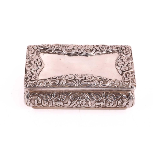 275 - A William IV silver table snuff box by Nathaniel Mills, Birmingham 1833, of rectangular form, with c... 