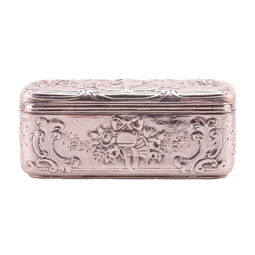 276 - A Victorian rectangular snuff box, London1858 Hunt and Roskell, with embossed floral sprays and 