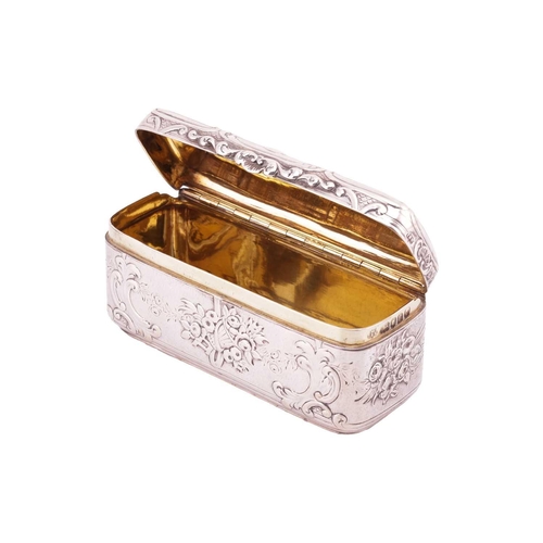 276 - A Victorian rectangular snuff box, London1858 Hunt and Roskell, with embossed floral sprays and 