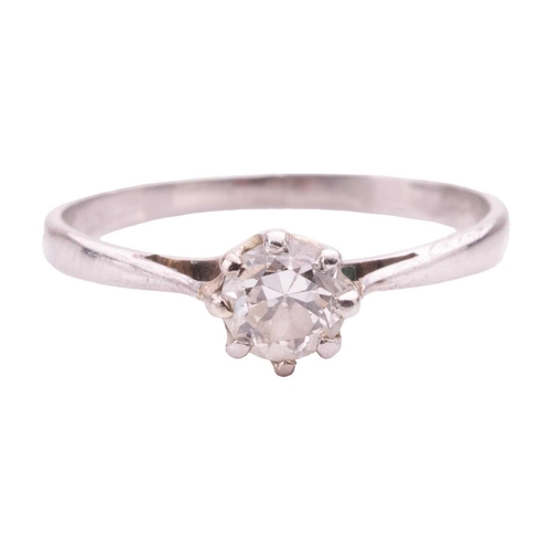 28 - A diamond solitaire ring, set with a round old cut diamond with an estimated weight of 0.30ct, in a ... 