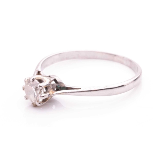 28 - A diamond solitaire ring, set with a round old cut diamond with an estimated weight of 0.30ct, in a ... 