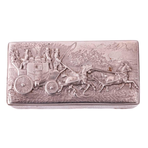 285 - A George III silver snuff box, London 1812, marker's mark 'LH', of rectangular form, engraved with a... 