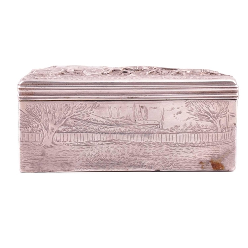 285 - A George III silver snuff box, London 1812, marker's mark 'LH', of rectangular form, engraved with a... 