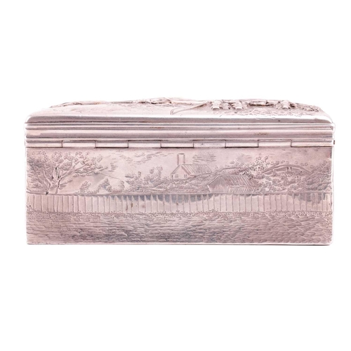 285 - A George III silver snuff box, London 1812, marker's mark 'LH', of rectangular form, engraved with a... 