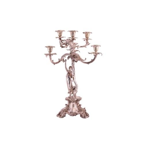 313 - A fine and impressive, figural table centre candelabra, London 1839 by John Samuel Hunt, fitted with... 