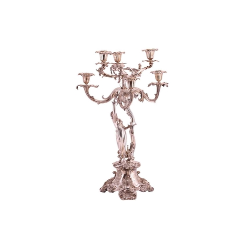 313 - A fine and impressive, figural table centre candelabra, London 1839 by John Samuel Hunt, fitted with... 