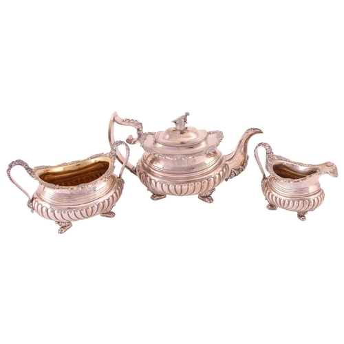 314 - A George III silver three-piece tea service, by John Watson & Son, Sheffield 1816, comprising a teap... 