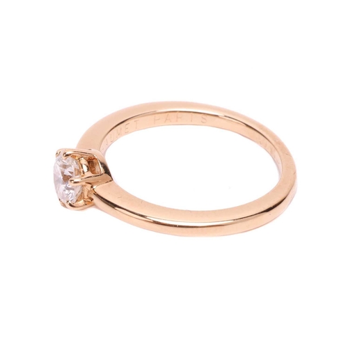 94 - Chaumet; a diamond solitaire ring, featuring a round brilliant cut diamond with an estimated weight ... 