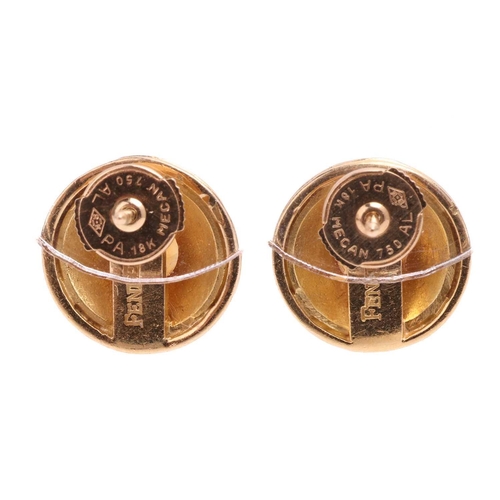 95 - Theo Fennell; a pair of citrine stud earrings, each set with a round orange citrine measuring 5mm di... 