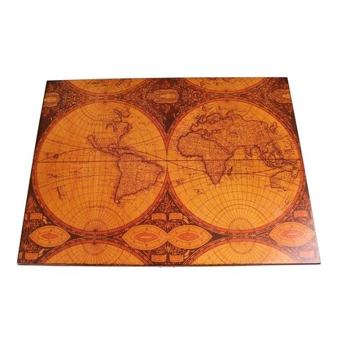 106 - A Glass Topped Hardwood Cigar Humidor, W = 34cm, H = 15cm, D = 24cm with a World Map Design Hardwood... 