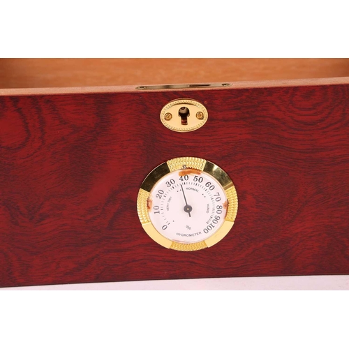 106 - A Glass Topped Hardwood Cigar Humidor, W = 34cm, H = 15cm, D = 24cm with a World Map Design Hardwood... 