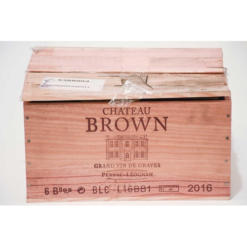 4 - Six bottles of Chateau Brown Blanc Pessac Leognan, 2016, OWC Cellar in East Sussex High Fill