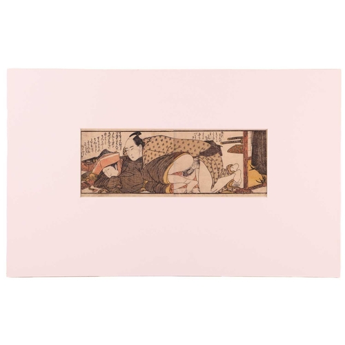 103 - A small collection of Japanese Edo period erotic woodblock prints (Shunga) including Shuncho, Katsuk... 