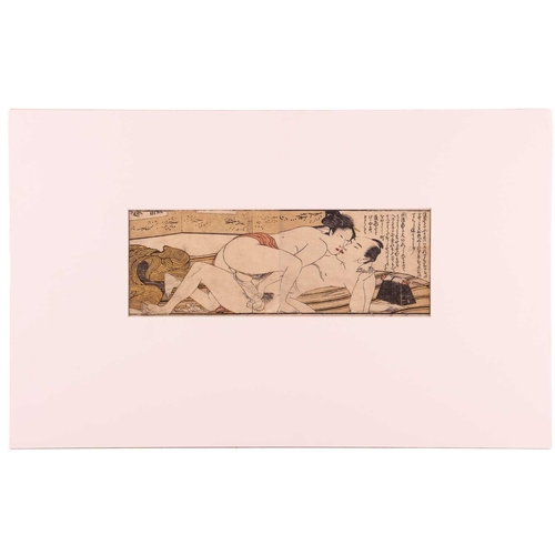 103 - A small collection of Japanese Edo period erotic woodblock prints (Shunga) including Shuncho, Katsuk... 