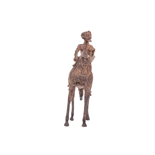 106 - A Dogon copper horse, with two figures, 20th century, 29.5 cm x 31 cm.