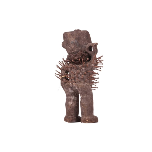 112 - A small Bakongo nail fetish standing figure, 20th century, 22 cm high.