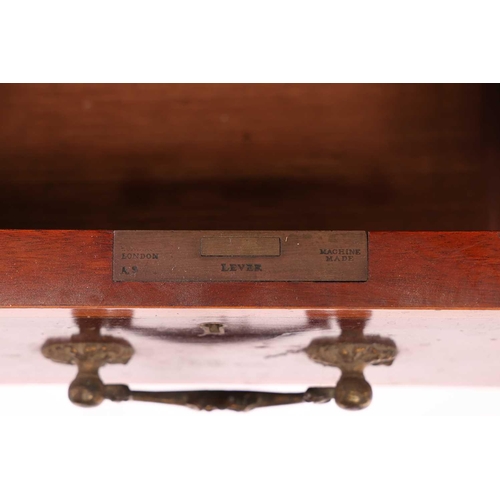 124 - A Hobbs & Co, Edwardian 'plum pudding' mahogany and marquetry cylinder writing bureau with a three-q... 