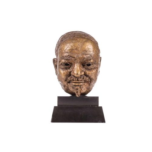 150 - † Sir Jacob Epstein (1880-1959), Head of Ivan Maisky, gold patina bronze, 26 cm high, on a slate bas... 