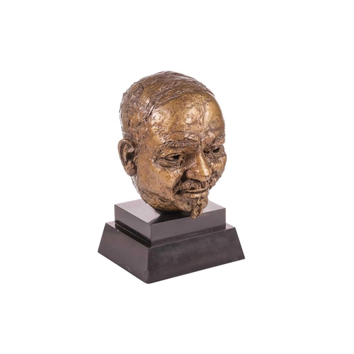 150 - † Sir Jacob Epstein (1880-1959), Head of Ivan Maisky, gold patina bronze, 26 cm high, on a slate bas... 