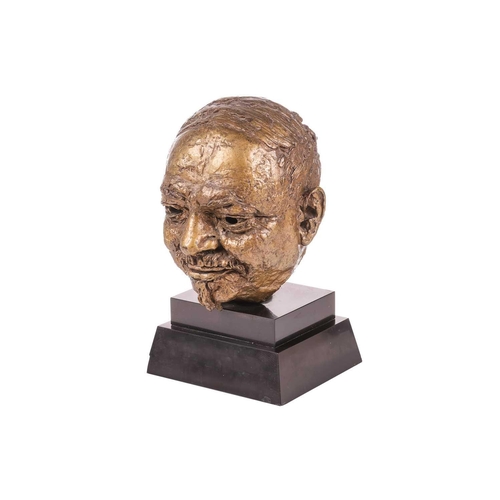 150 - † Sir Jacob Epstein (1880-1959), Head of Ivan Maisky, gold patina bronze, 26 cm high, on a slate bas... 