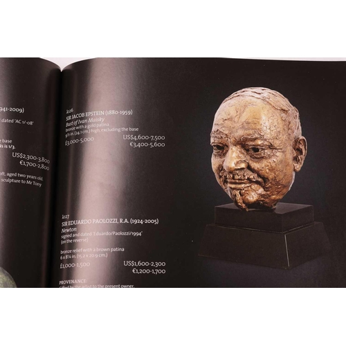 150 - † Sir Jacob Epstein (1880-1959), Head of Ivan Maisky, gold patina bronze, 26 cm high, on a slate bas... 