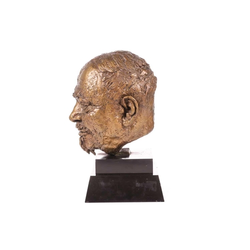 150 - † Sir Jacob Epstein (1880-1959), Head of Ivan Maisky, gold patina bronze, 26 cm high, on a slate bas... 