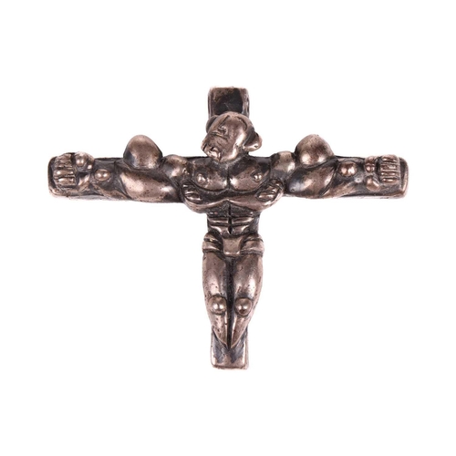 157 - A Mykola Solonair (Contemporary Ukrainian/British) a contemporary heavy-cast silver crucifix pendant... 