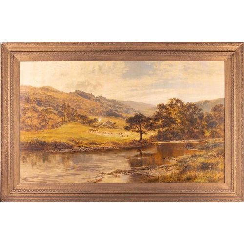 16 - R. Gallon (1845 - 1925), Landscape with a small farmhouse, signed 'R Gallon' (lower right), oil on c... 