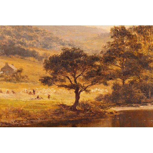 16 - R. Gallon (1845 - 1925), Landscape with a small farmhouse, signed 'R Gallon' (lower right), oil on c... 