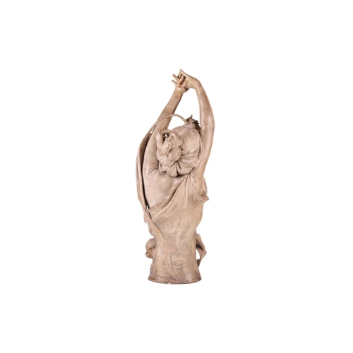 165 - A large Art Nouveau earthenware figure, in the manner of Goldscheider, formed as a semi-nude female ... 