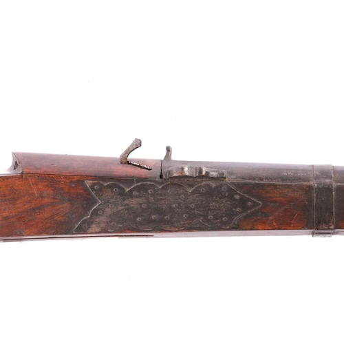 174 - A huge 1-inch bore Indian Toradar matchlock (rampart gun), 19th century, with a forged iron barrel t... 