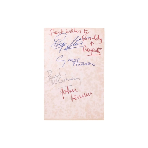 175 - The Beatles: an original black and white signed postcard, early 1960s, with dedication verso in John... 