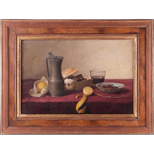 2 - † Johannes Hendrik Eversen (Dutch 1906 - 1995), Still life with pewter flagon, fruit, glass and bowl... 