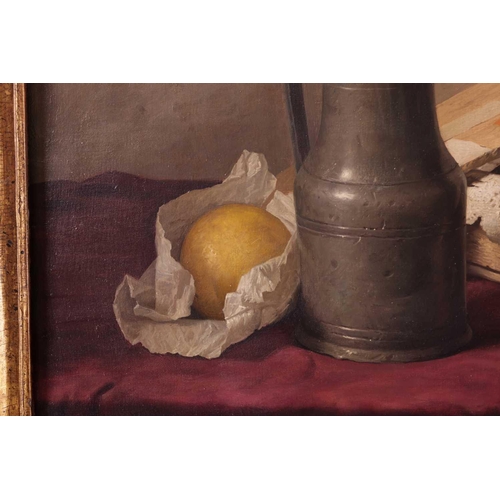 2 - † Johannes Hendrik Eversen (Dutch 1906 - 1995), Still life with pewter flagon, fruit, glass and bowl... 