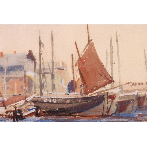 20 - † Dame Laura Knight (1877 - 1979), 'No. 1 Fishing Boats' - a harbour scene, signed Laura Knight in p... 