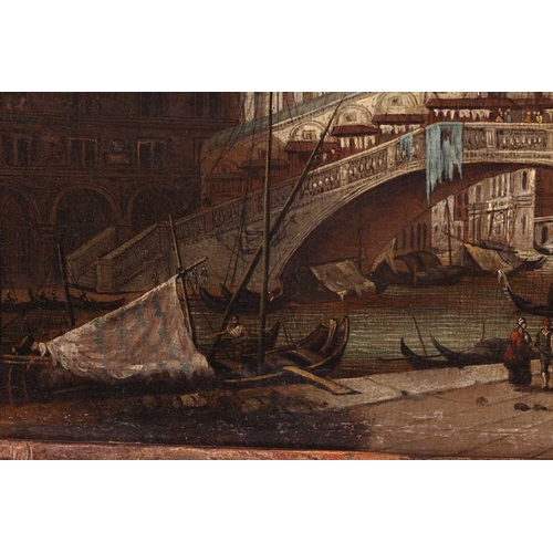 24 - Venetian School (18th Century), A pair of Venetian landscapes: The Rialto Bridge from the south and ... 