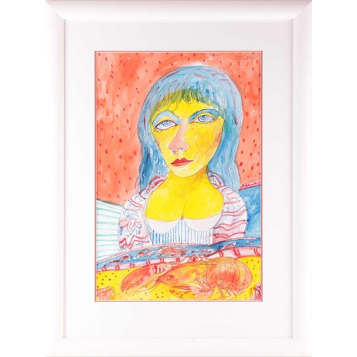 30 - † John Bellany, (1942-2013), Woman with Lobster, signed 'Bellany' (upper right), pencil and watercol... 