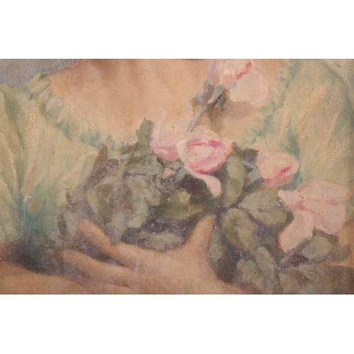 32 - † L. Palotty (Italian, 20th century), Portrait of a lady holding roses, signed 'L. Palotty Forli' (l... 