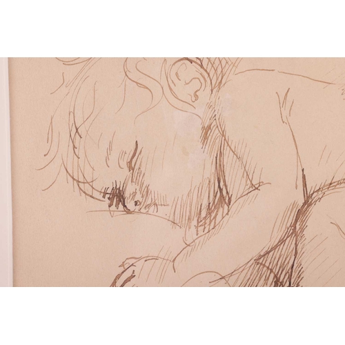 48 - † Augustus John (1878-1961), 'Pyramus Asleep', unsigned, pen and ink, 17cm x 26cm, framed and glazed... 