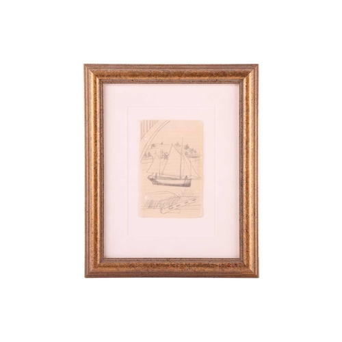 41 - † Ben Nicholson (1894-1982), Sailing boat through a window, Isle of Wight, unsigned, pencil on notep... 