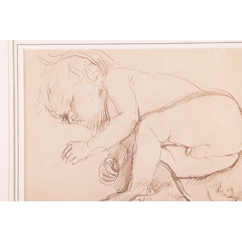 48 - † Augustus John (1878-1961), 'Pyramus Asleep', unsigned, pen and ink, 17cm x 26cm, framed and glazed... 