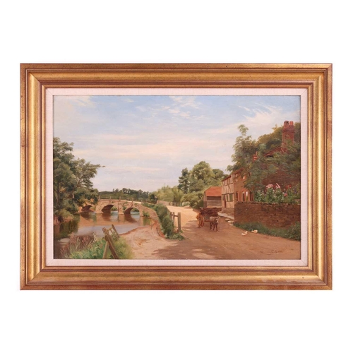 52 - Charles Low (1840 - 1906), The Village Ford, Eashing, Surrey, signed, oil on canvas, 32.5 x 49 cm, f... 