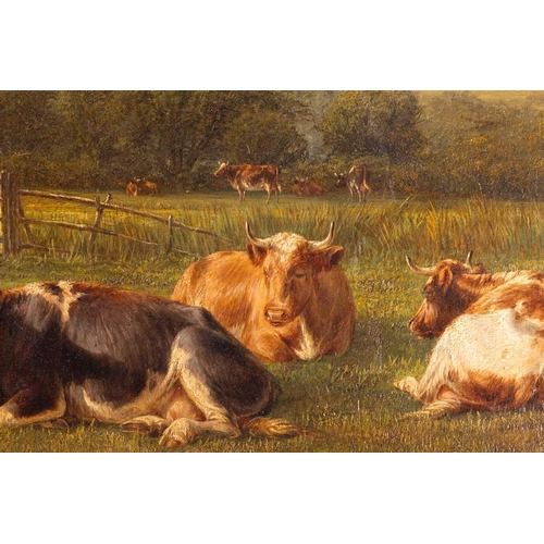 55 - William Luker (1828 - 1905), Landscape with cattle by a river, signed indistinctly 'W. Luker' (lower... 