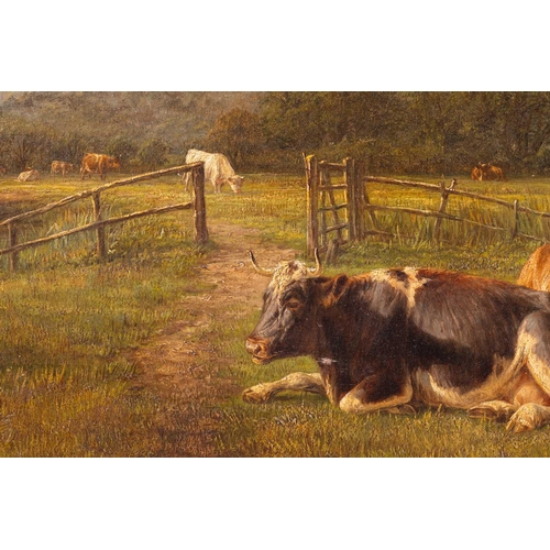 55 - William Luker (1828 - 1905), Landscape with cattle by a river, signed indistinctly 'W. Luker' (lower... 