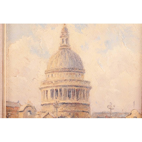 57 - † Frank E Sully (1898 - 1992), St Pauls and Southwark Bridge from Bankside, signed 'Frank Sully' (lo... 