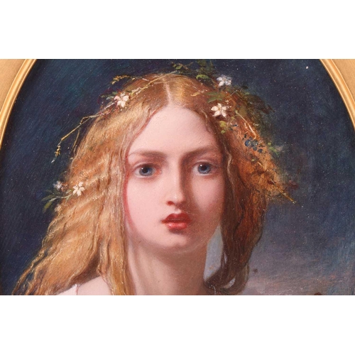 61 - William Edward Frost (1810 - 1877), signed and dated 1853 verso, Ophelia, oil on panel, 20cm x 15cm,... 