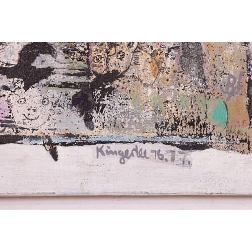 71 - † John Kingerlee (b. 1936), Abstract landscape with figures and serpent, signed 'Kingerlee 76.77' (l... 