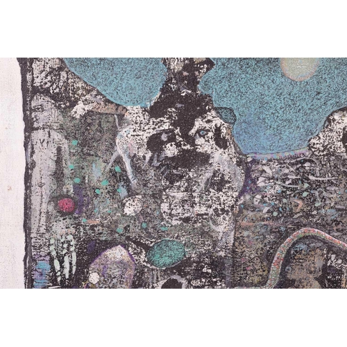 71 - † John Kingerlee (b. 1936), Abstract landscape with figures and serpent, signed 'Kingerlee 76.77' (l... 