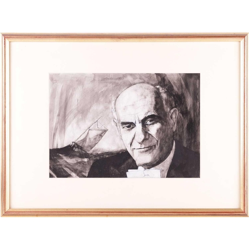 80 - † Barry Fantoni (b.1940), Portrait of Georg Solti, unsigned, pen and ink with bodycolour, 25 x 36 cm... 