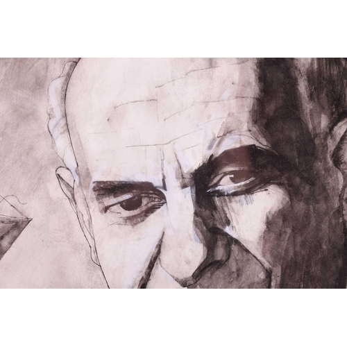 80 - † Barry Fantoni (b.1940), Portrait of Georg Solti, unsigned, pen and ink with bodycolour, 25 x 36 cm... 